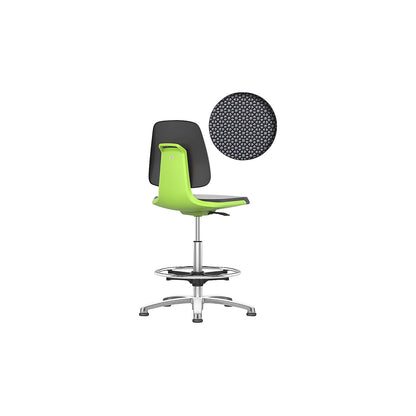 LABSIT industrial swivel chair, with floor glides and foot ring, Supertec seat, green.