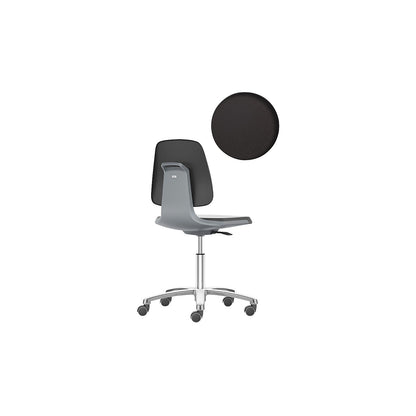 LABSIT industrial swivel chair, five-star base with castors, seat made of Skintec, charcoal.