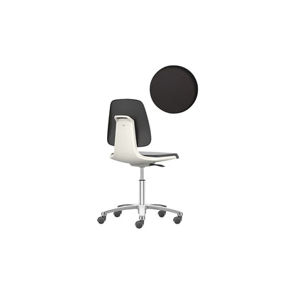 LABSIT industrial swivel chair, five-star base with castors, seat made of Skintec, white.