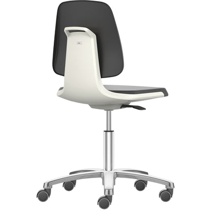LABSIT industrial swivel chair, five-star base with castors, seat made of Skintec, white.