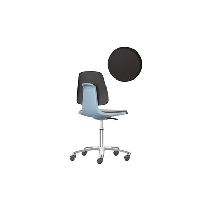 LABSIT industrial swivel chair, five-star base with castors, seat made of Skintec, blue.