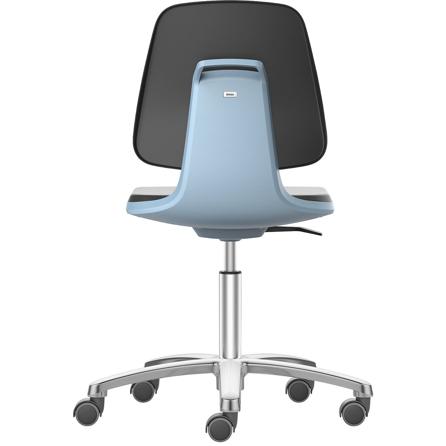 LABSIT industrial swivel chair, five-star base with castors, seat made of Skintec, blue.