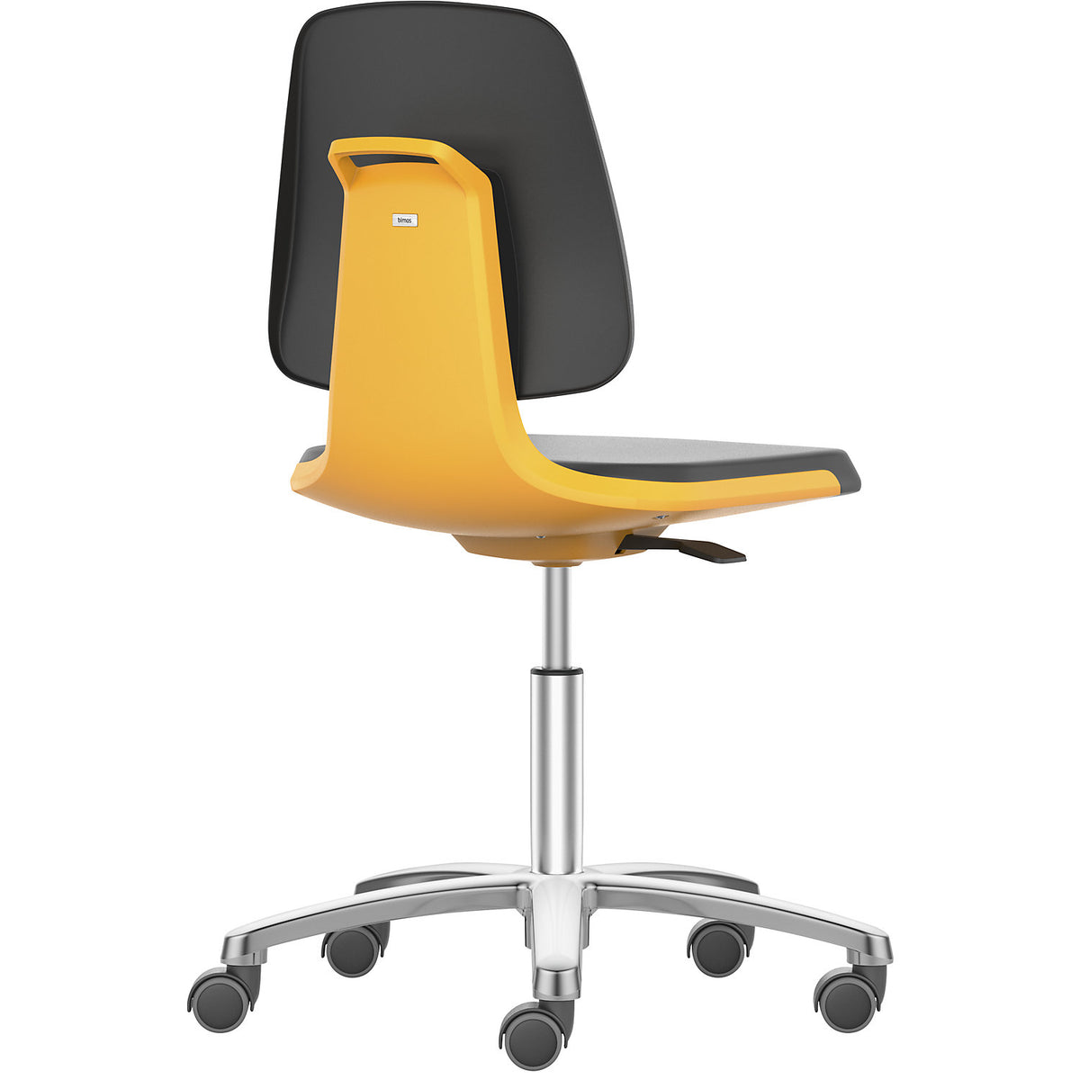 LABSIT industrial swivel chair, five-star base with castors, seat made of Skintec, orange.