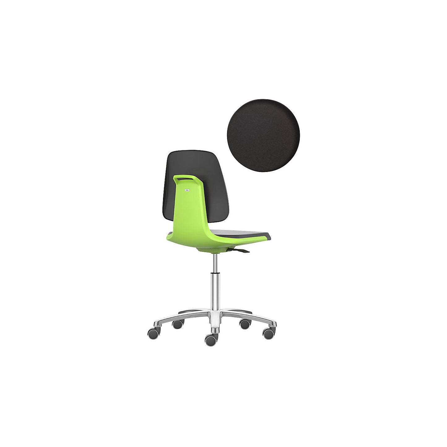 LABSIT industrial swivel chair, five-star base with castors, seat made of Skintec, green.