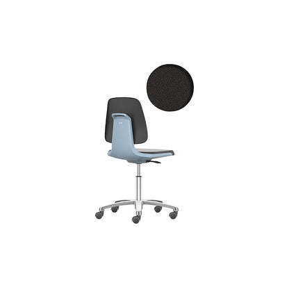 LABSIT industrial swivel chair, five-star base with castors, fabric upholstered seat, blue.