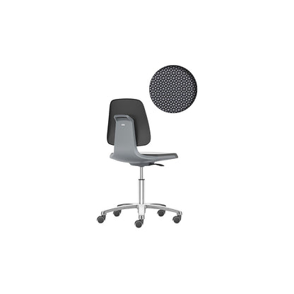 LABSIT industrial swivel chair, five-star base with castors, Supertec seat, charcoal.