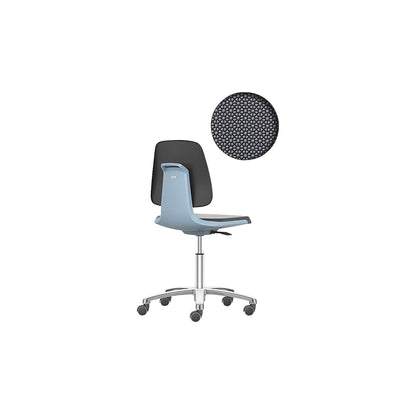 LABSIT industrial swivel chair, five-star base with castors, Supertec seat, blue.