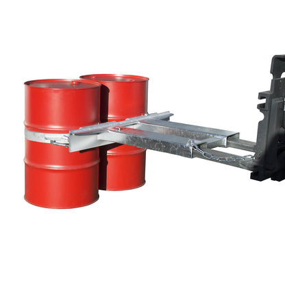 Drum clamp, for 2 drums, max. load 1000 kg, galvanised.