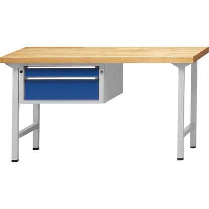 Workbench, Series V frame construction, 2 drawers, width 1500 mm, solid beech.