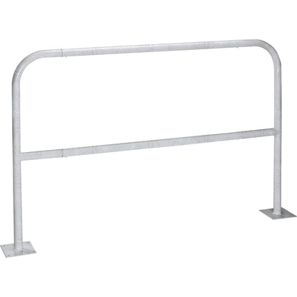Safety barrier, sheet steel, Ø 42 mm, for bolting in place at danger zones, width 1500 mm, zinc plated.