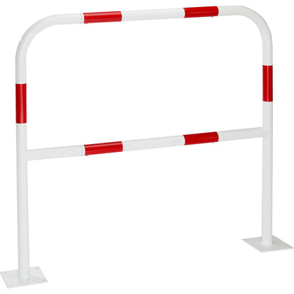 Safety barrier, sheet steel, Ø 42 mm, for bolting in place at danger zones, width 1000 mm, red / white.