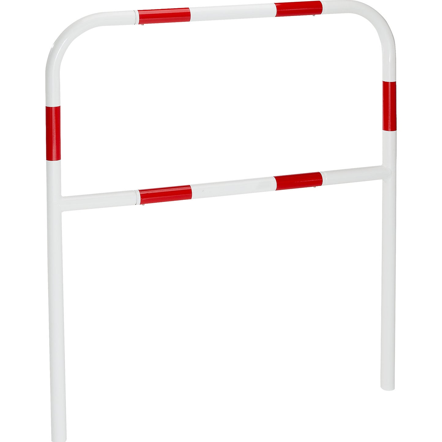 Safety barrier, sheet steel, Ø 42 mm, for concreting in at danger zones, width 1000 mm, red / white.