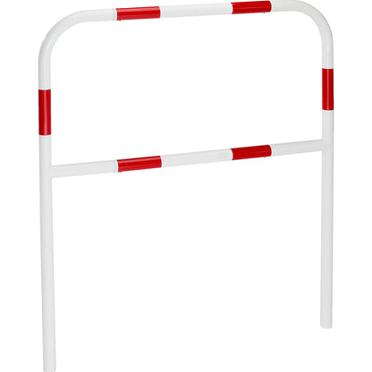 Safety barrier, sheet steel, Ø 42 mm, for concreting in at danger zones, width 1000 mm, red / white.