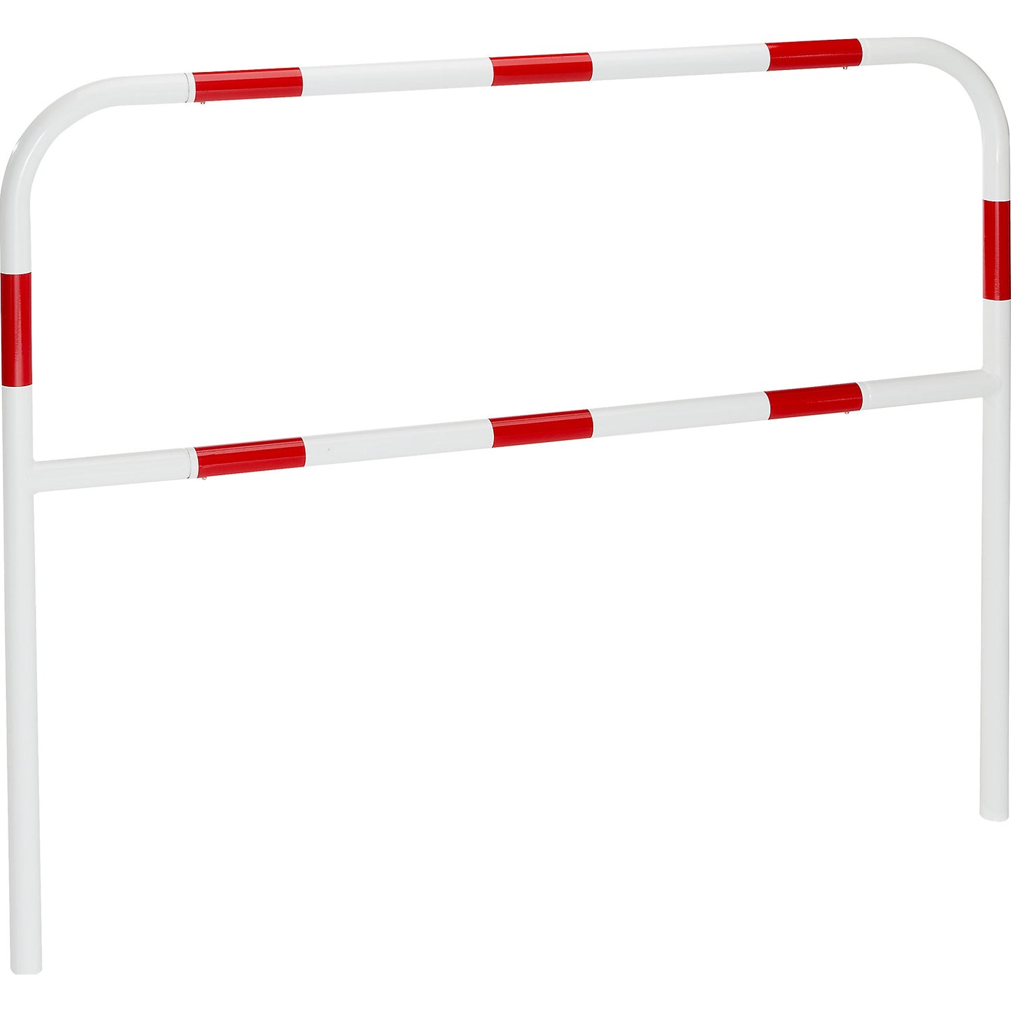 Safety barrier, sheet steel, Ø 42 mm, for concreting in at danger zones, width 1500 mm, red / white.