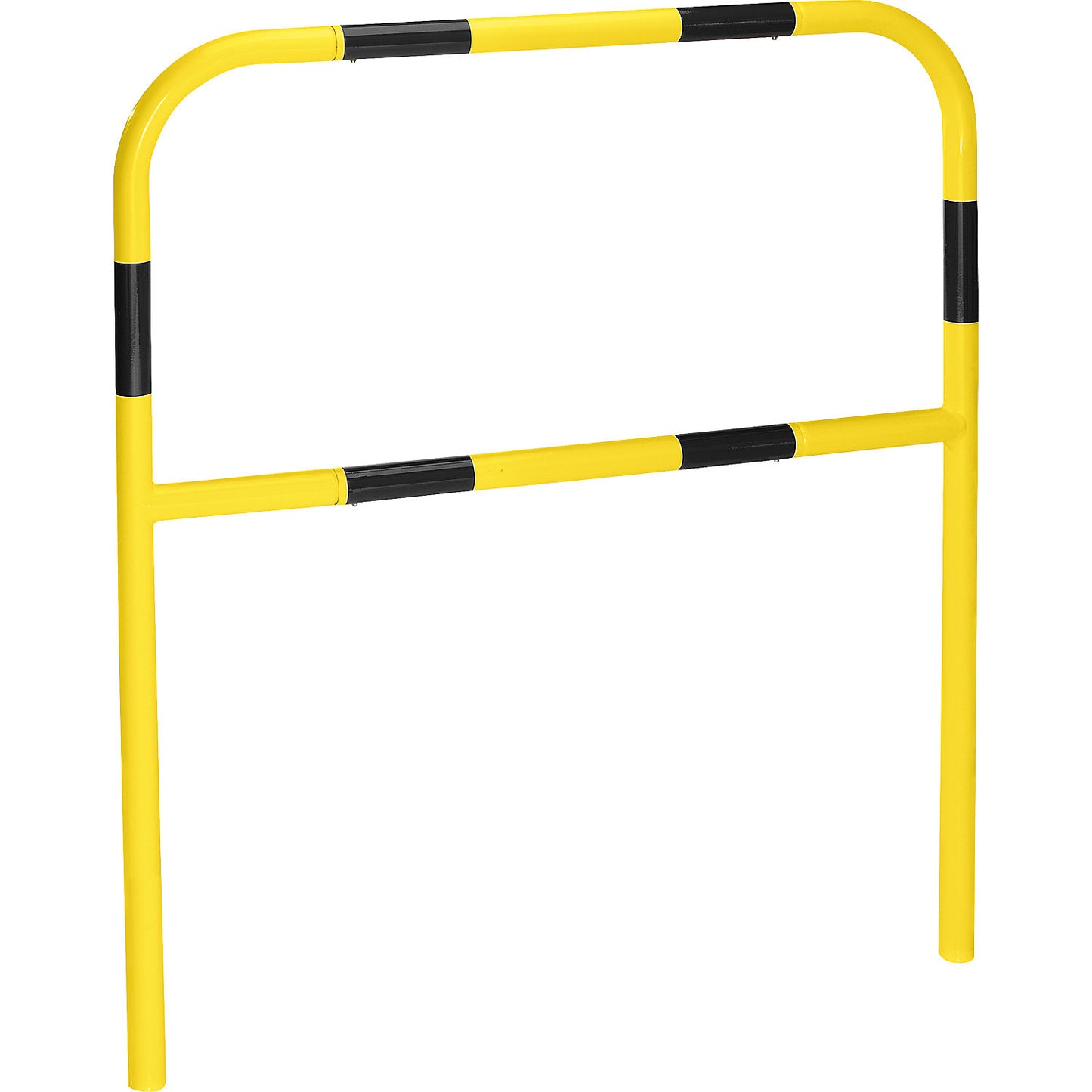 Safety barrier, sheet steel, Ø 42 mm, for concreting in at danger zones, width 1000 mm, yellow / black.