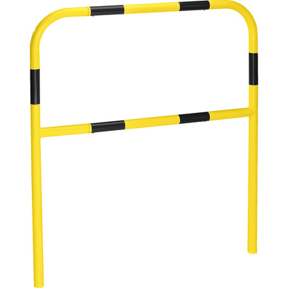 Safety barrier, sheet steel, Ø 42 mm, for concreting in at danger zones, width 1000 mm, yellow / black.