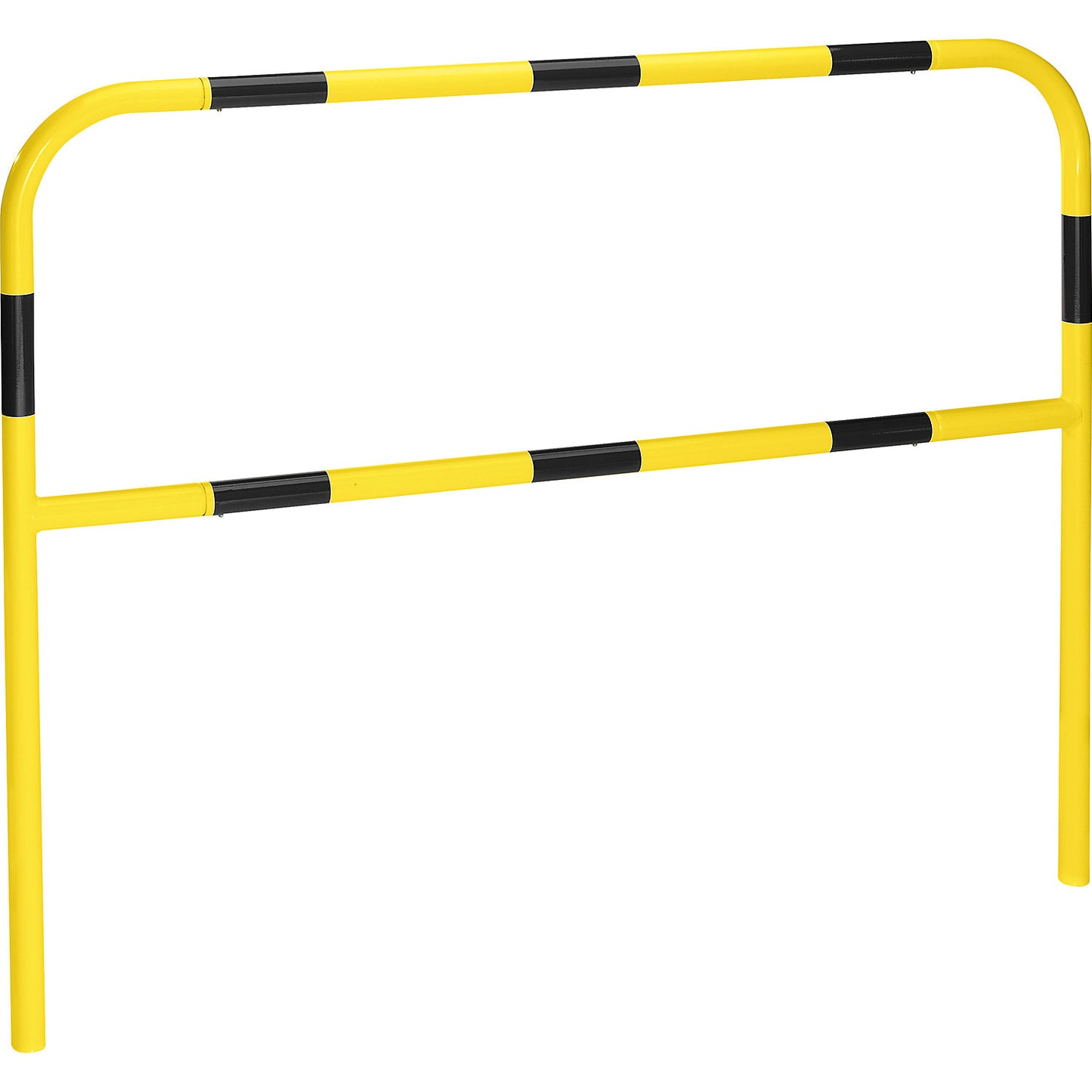 Safety barrier, sheet steel, Ø 42 mm, for concreting in at danger zones, width 1500 mm, yellow / black.