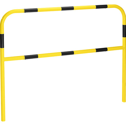 Safety barrier, sheet steel, Ø 42 mm, for concreting in at danger zones, width 1500 mm, yellow / black.