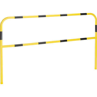 Safety barrier, sheet steel, Ø 42 mm, for concreting in at danger zones, width 2000 mm, yellow / black.