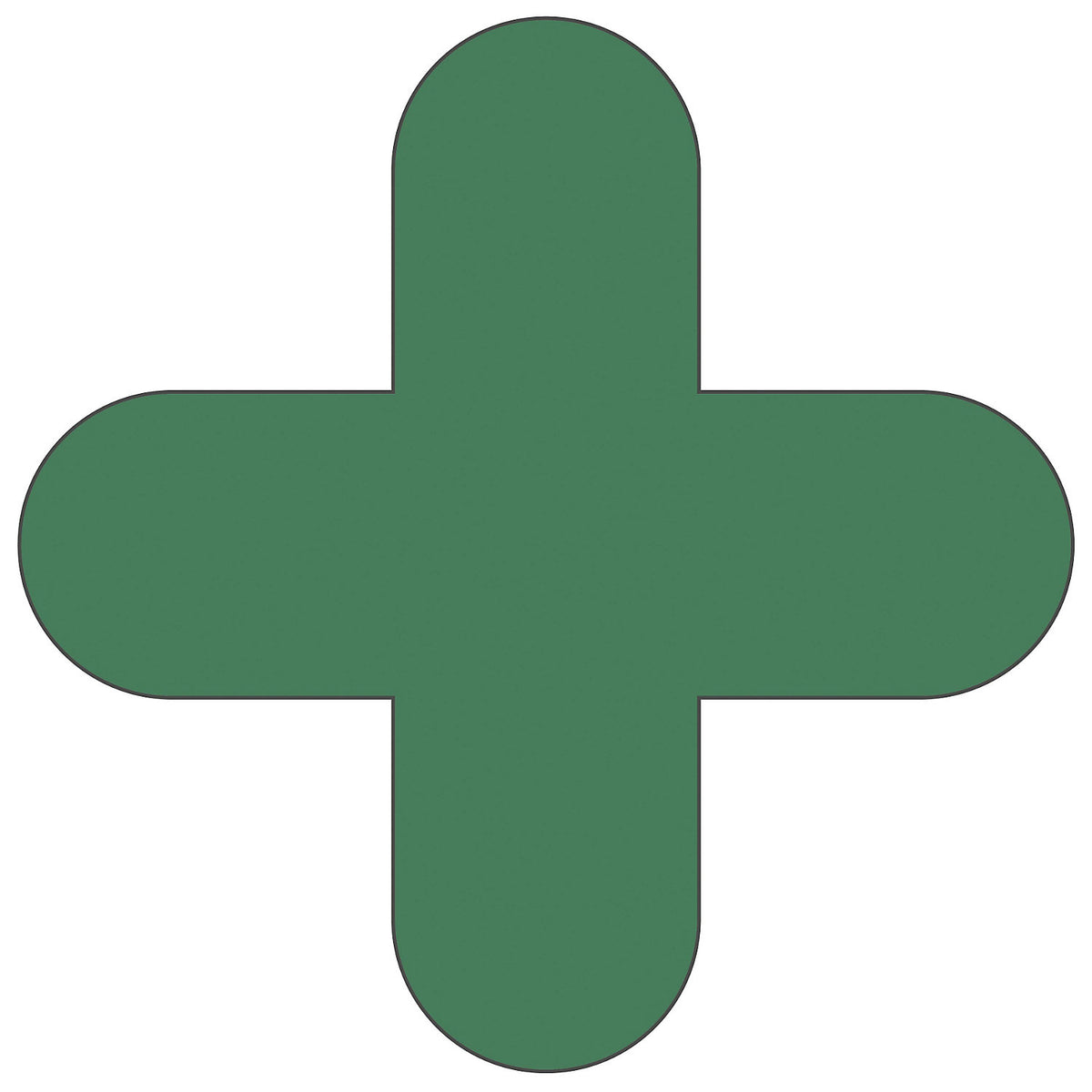 PVC floor markings, cross shape, pack of 10, green.