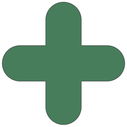 PVC floor markings, cross shape, pack of 10, green.