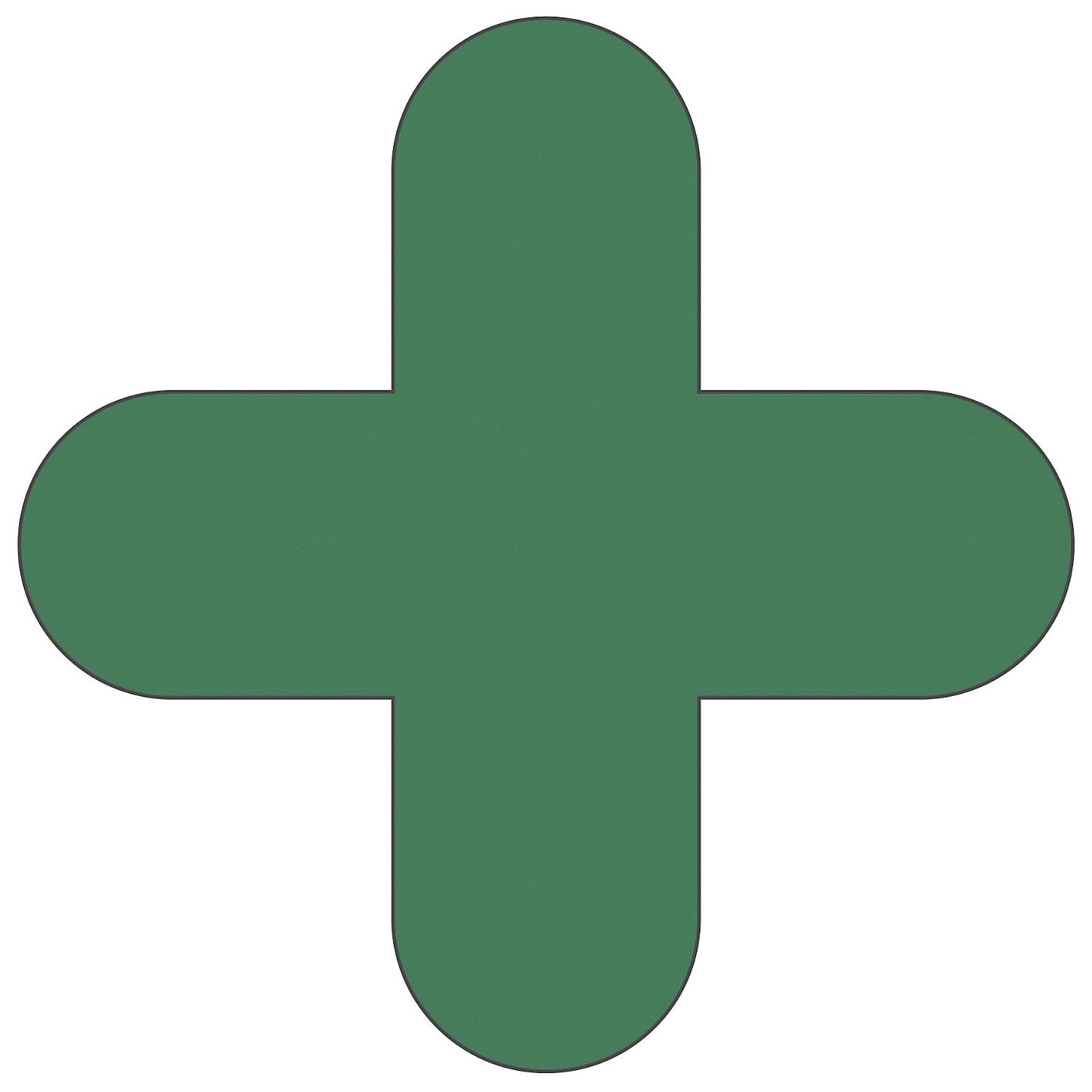 PVC floor markings, cross shape, pack of 50, green.