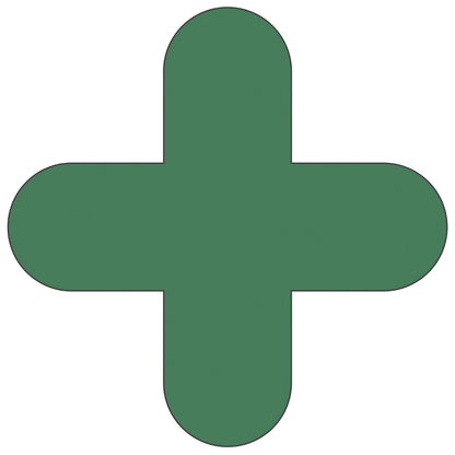 PVC floor markings, cross shape, pack of 50, green.