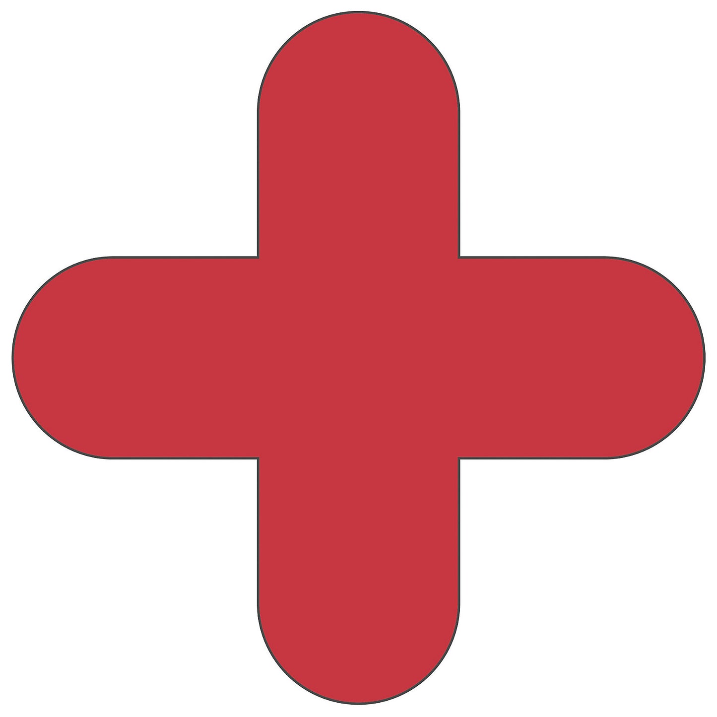 PVC floor markings, cross shape, pack of 10, red.