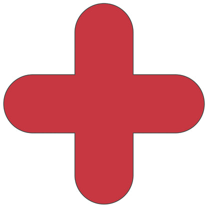 PVC floor markings, cross shape, pack of 10, red.