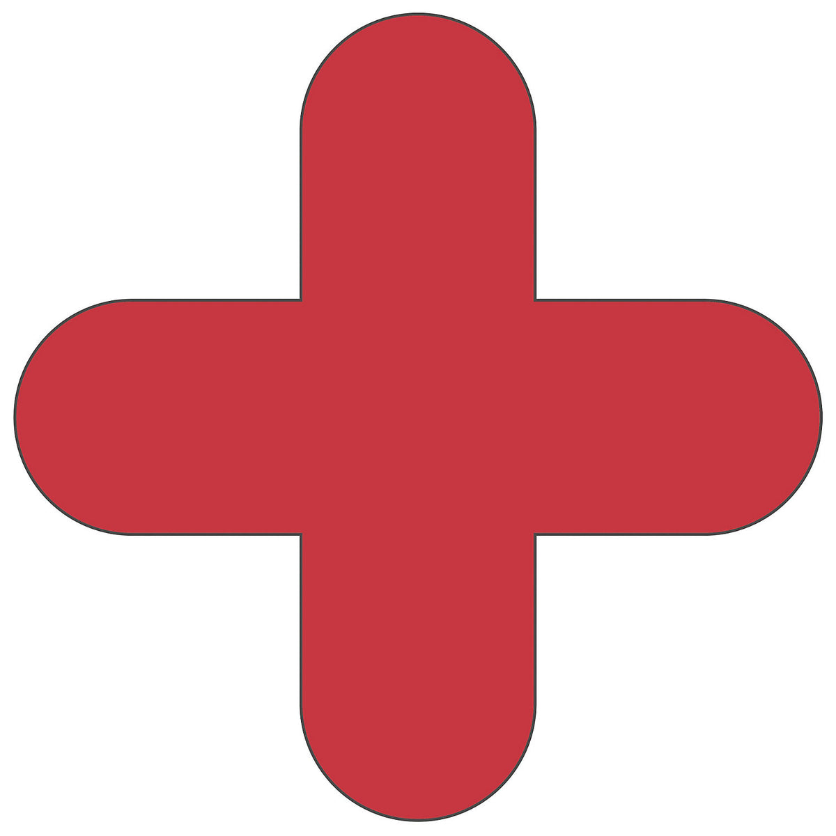 PVC floor markings, cross shape, pack of 10, red.