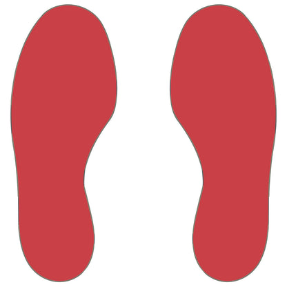 PVC floor markings, feet, 5 right / 5 left, pack of 10, red.