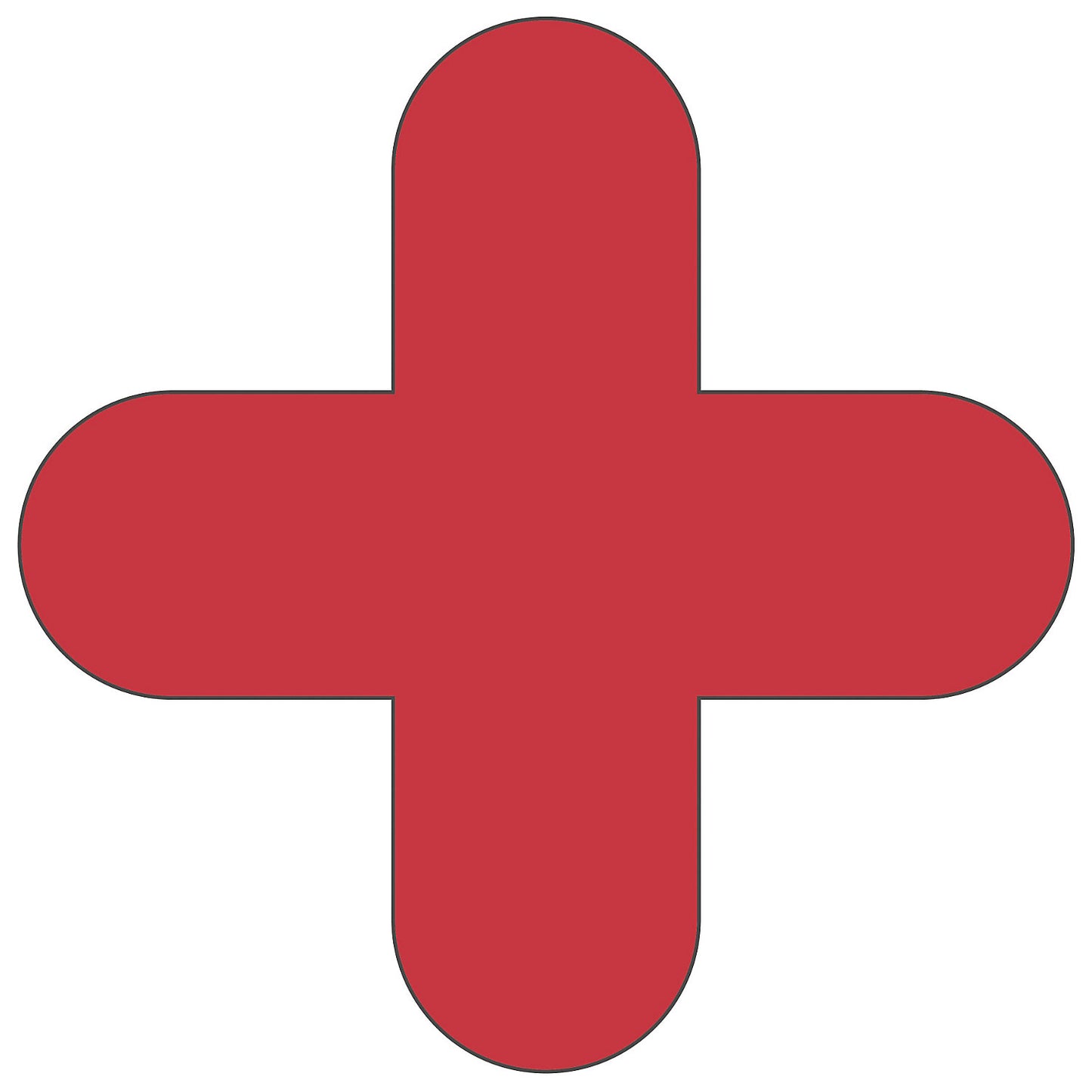 PVC floor markings, cross shape, pack of 50, red.