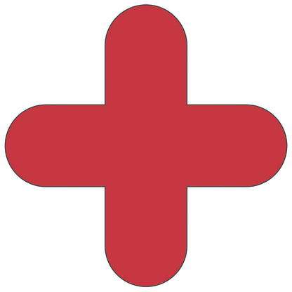 PVC floor markings, cross shape, pack of 50, red.