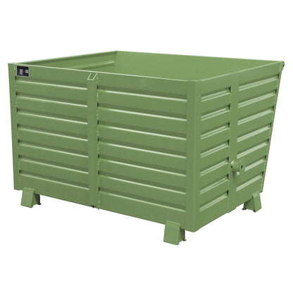 Tipping skip, stackable, capacity 1.5 m³, green RAL 6011.