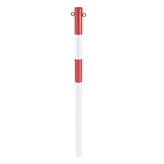 Barrier post made of tubular steel, for concreting in, Ø 60 mm, red / white, zinc plated and painted.