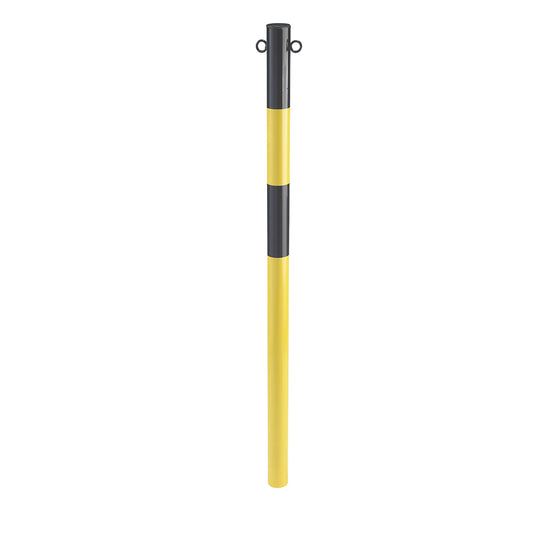 Barrier post made of tubular steel, for concreting in, Ø 60 mm, yellow / black, zinc plated and painted.