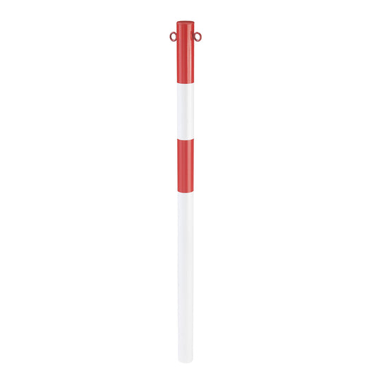 Barrier post made of tubular steel, for concreting in, Ø 60 mm, red / white, plastic coated.
