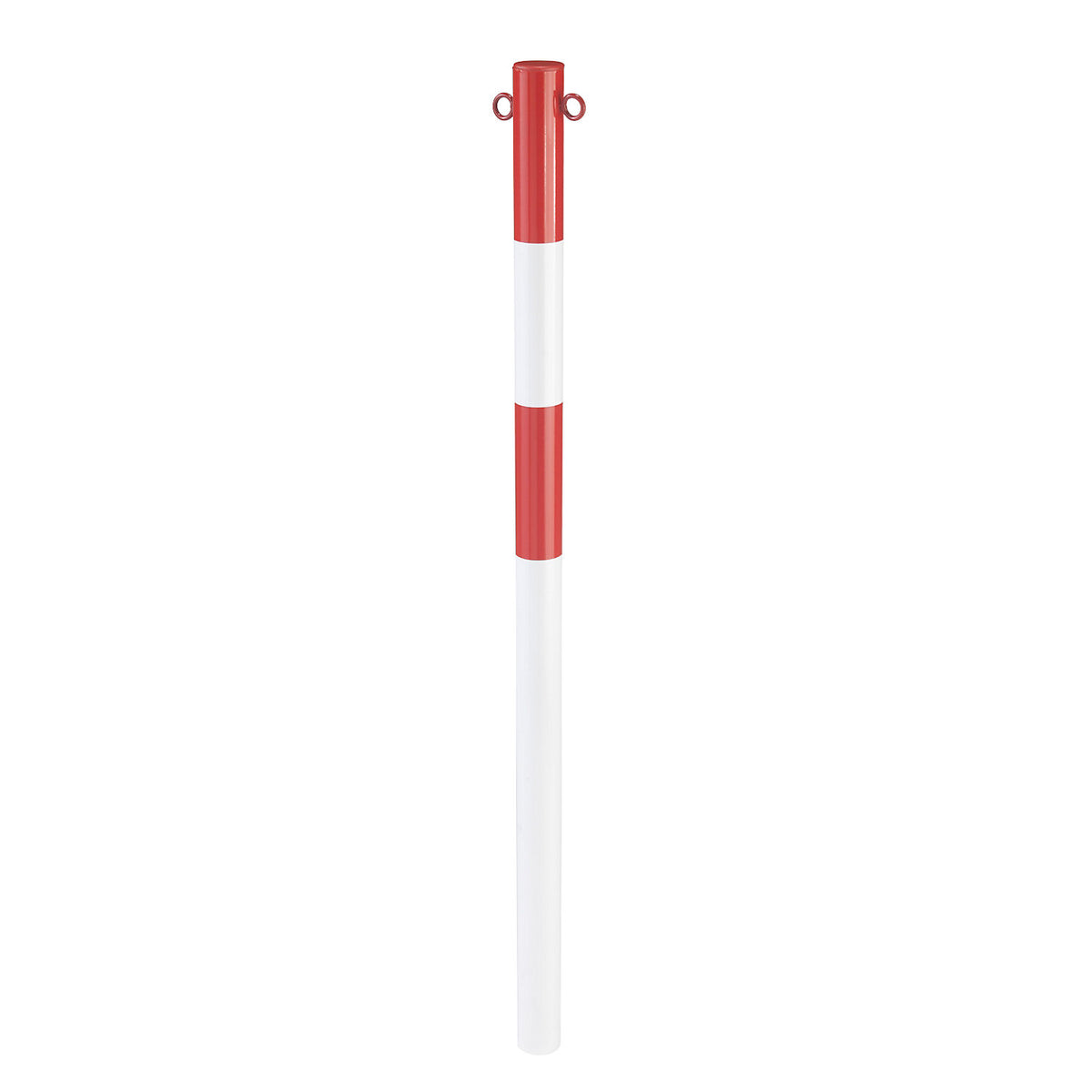 Barrier post made of tubular steel, for concreting in, Ø 60 mm, red / white, plastic coated.