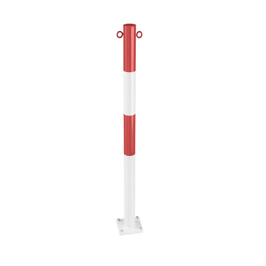Barrier post made of tubular steel, for bolting in place, Ø 60 mm, red / white, zinc plated and painted.