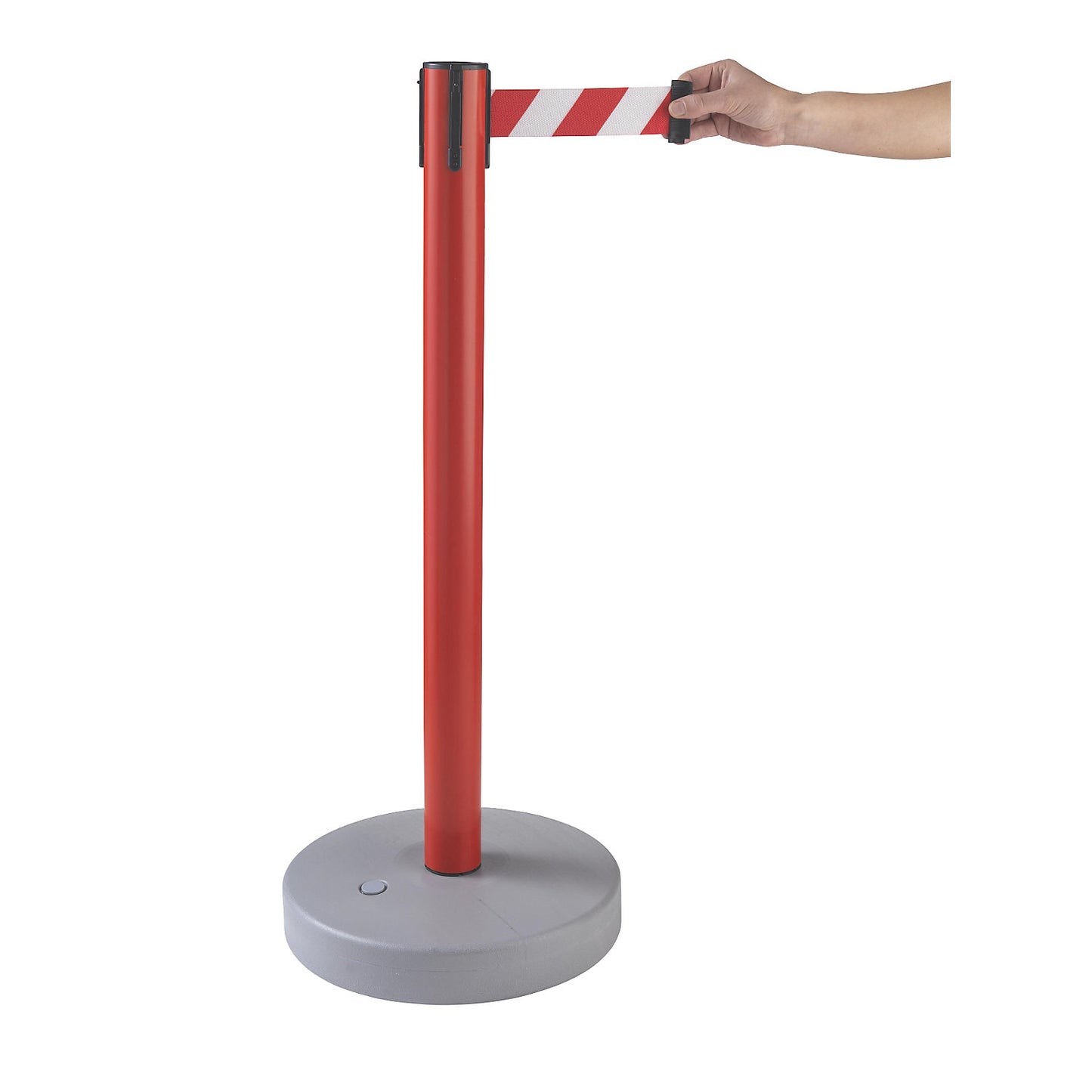 Tape barrier post, pack of 2, base can be filled, drawer 3700 mm, post red, belt red / white.