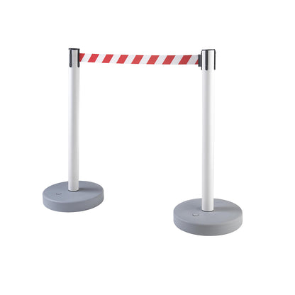 Tape barrier post, pack of 2, base can be filled, drawer 3700 mm, post white, belt red / white.
