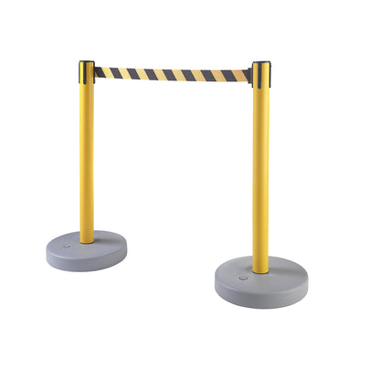 Tape barrier post, pack of 2, base can be filled, drawer 3700 mm, post yellow, belt yellow / black.