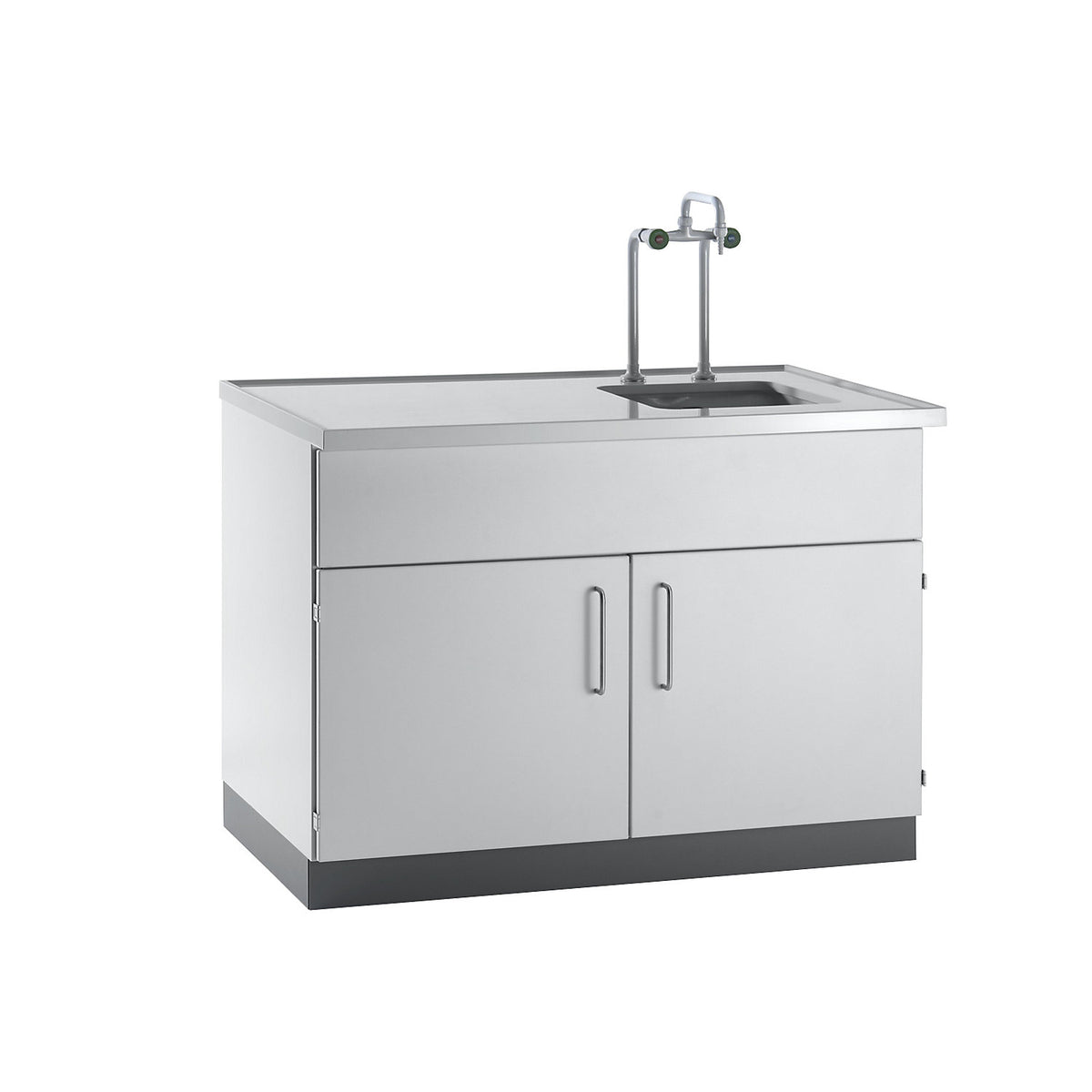Laboratory sink, stainless steel table top / basin, WxDxH 1210 x 750 x 900 / 1285 mm.