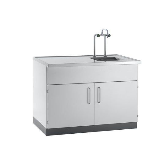 Laboratory sink, polypropylene (PP) tabletop / basin, WxDxH 910 x 750 x 900 / 1285 mm.