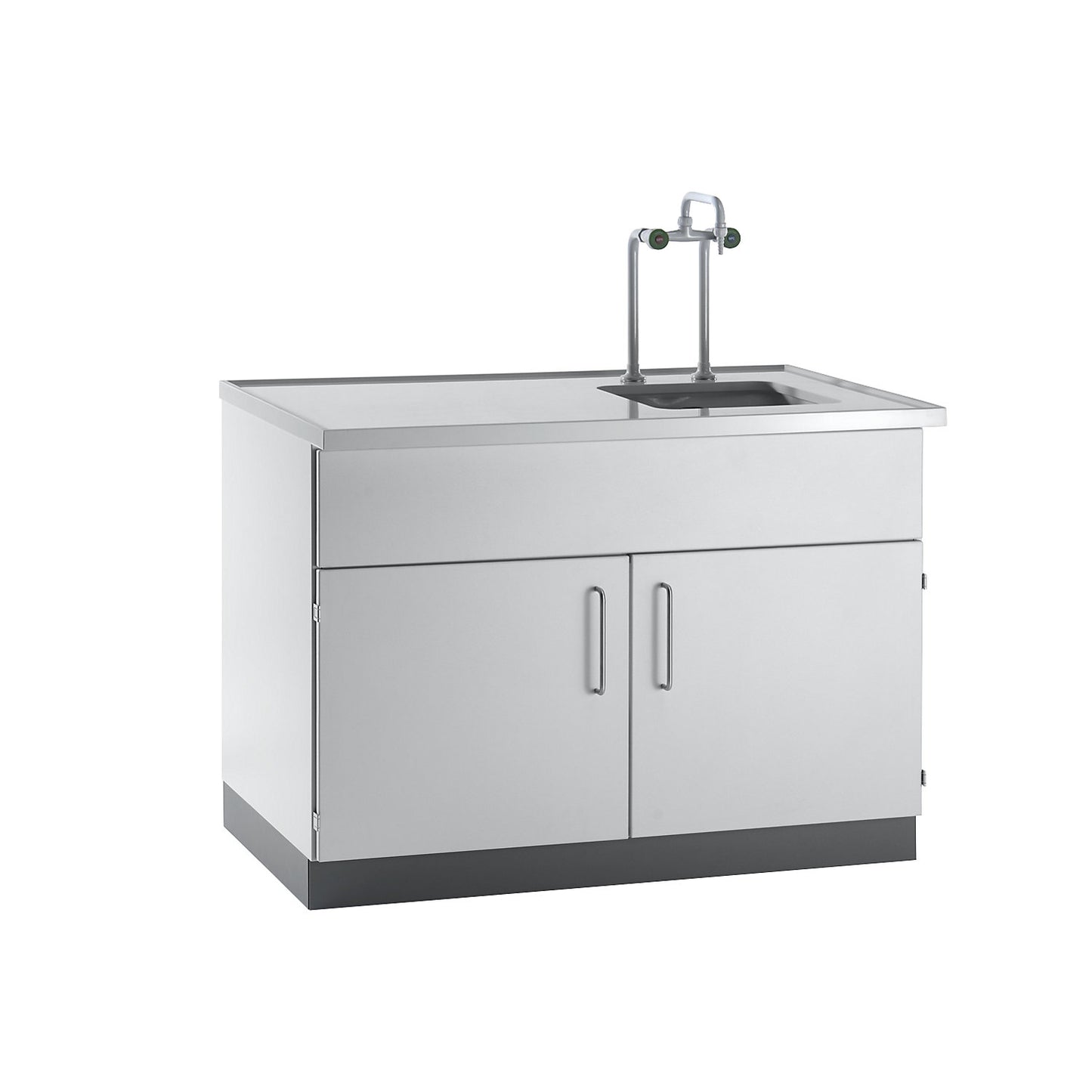 Laboratory sink, stainless steel table top / basin, WxDxH 1210 x 750 x 900 / 1285 mm.