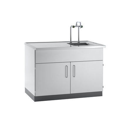 Laboratory sink, stainless steel table top / basin, WxDxH 1210 x 750 x 900 / 1285 mm.