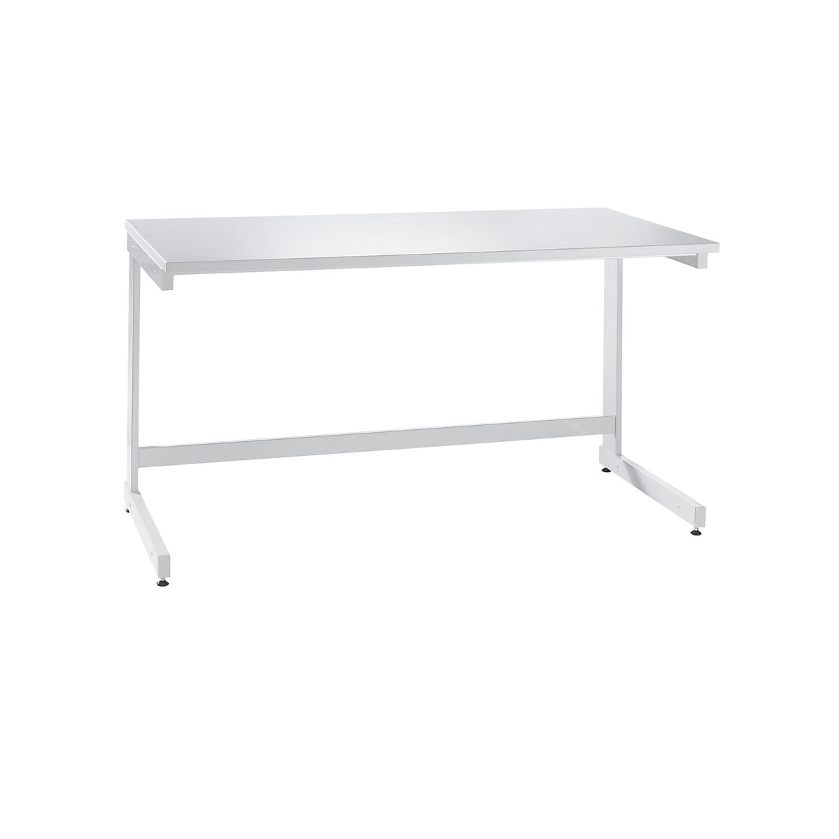 Laboratory table with C-foot frame, standing working height 900 mm, WxD 1500 x 750 mm.