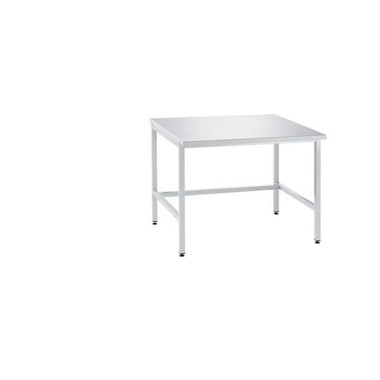 Laboratory table with H-leg frame, sitting working height 750 mm, WxD 1200 x 750 mm.