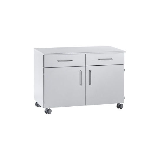 Laboratory base cupboard, high, 2 drawers, 2 doors, 2 shelves, 1 central partition, width 836 mm.