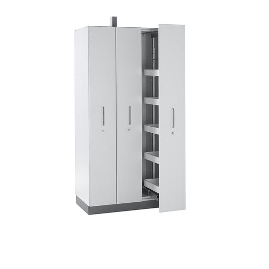 Laboratory drawer cabinet, with ventilation connection, 3 drawers, with 6 tray shelves each.
